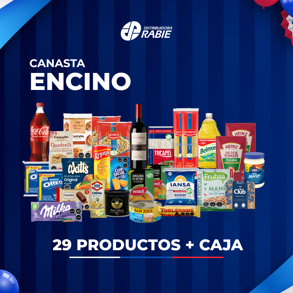 Canasta Encino 29 productos + caja $33.999 + IVA